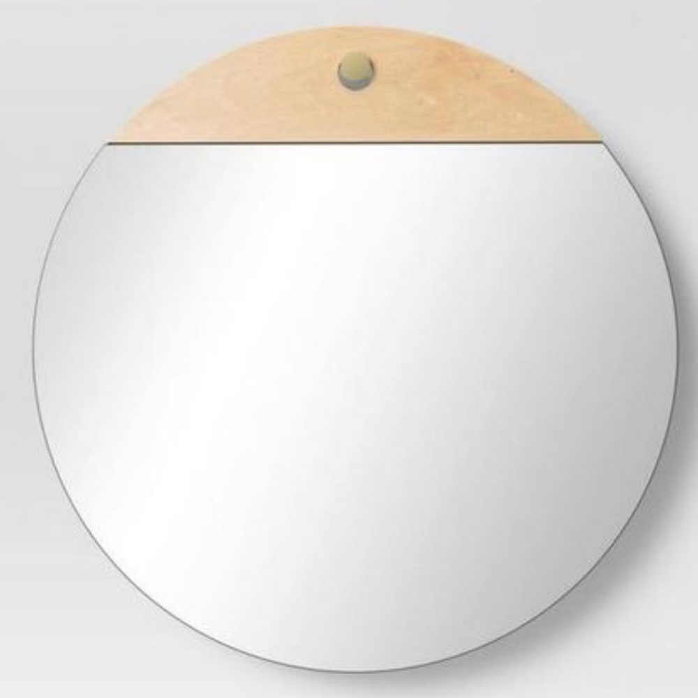 22" Wood/Metal Frameless Mirror with Knob Hanger Brown - Threshold
